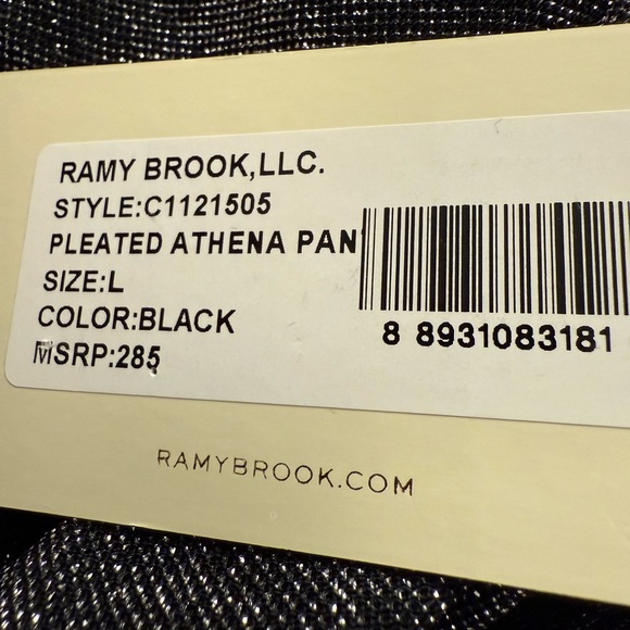 NWT Ramy Brook Pleated Athena Pants Black with Silver Metallic Knit Wide-Leg - Picture 8 of 8